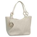 FENDI Zucca Canvas Hand Bag PVC White Gold bs21927