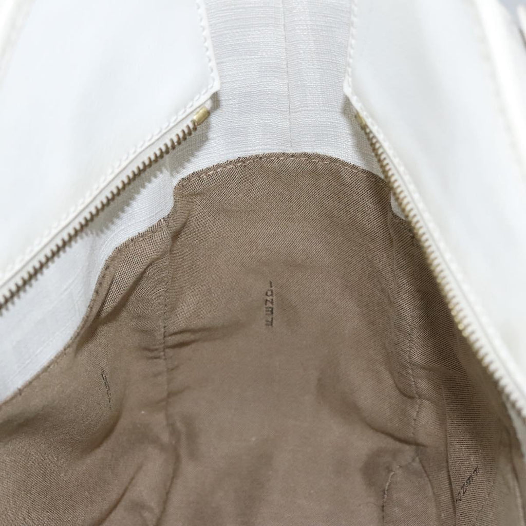 FENDI Zucca Canvas Hand Bag PVC White Gold bs21927