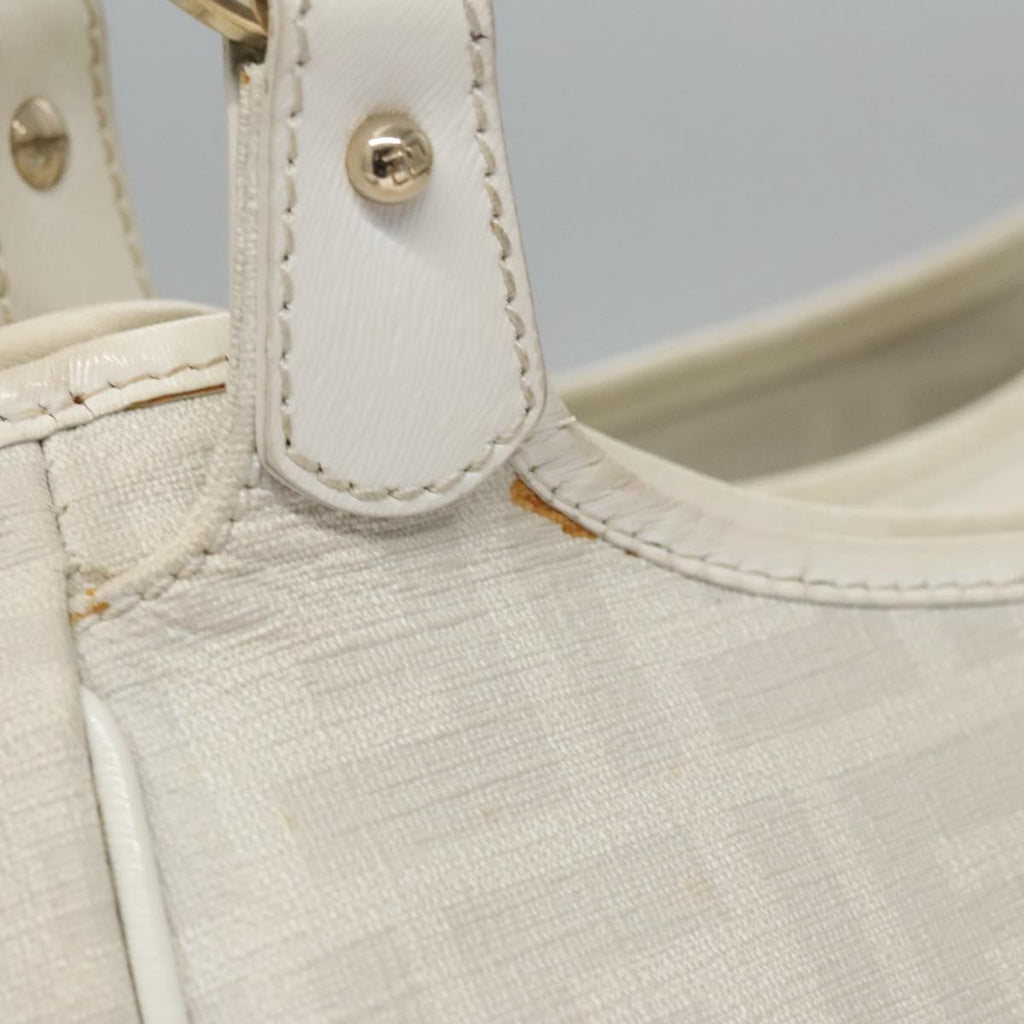 FENDI Zucca Canvas Hand Bag PVC White Gold bs21927