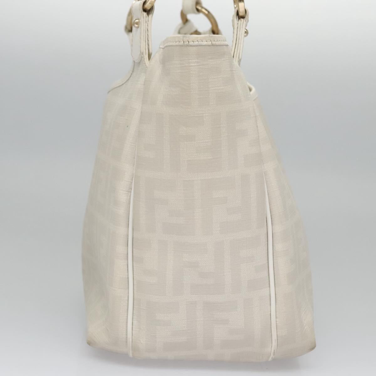 FENDI Zucca Canvas Hand Bag PVC White Gold bs21927