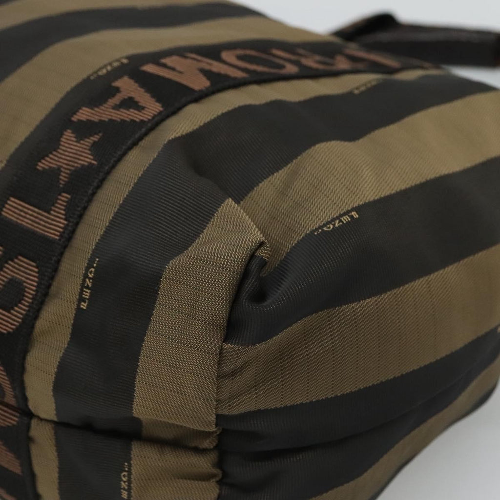 FENDI Pecan Canvas Tote Bag Brown Black gold bs21954