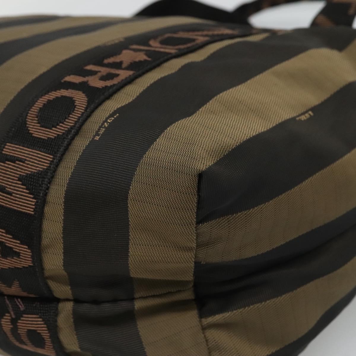 FENDI Pecan Canvas Tote Bag Brown Black gold bs21954