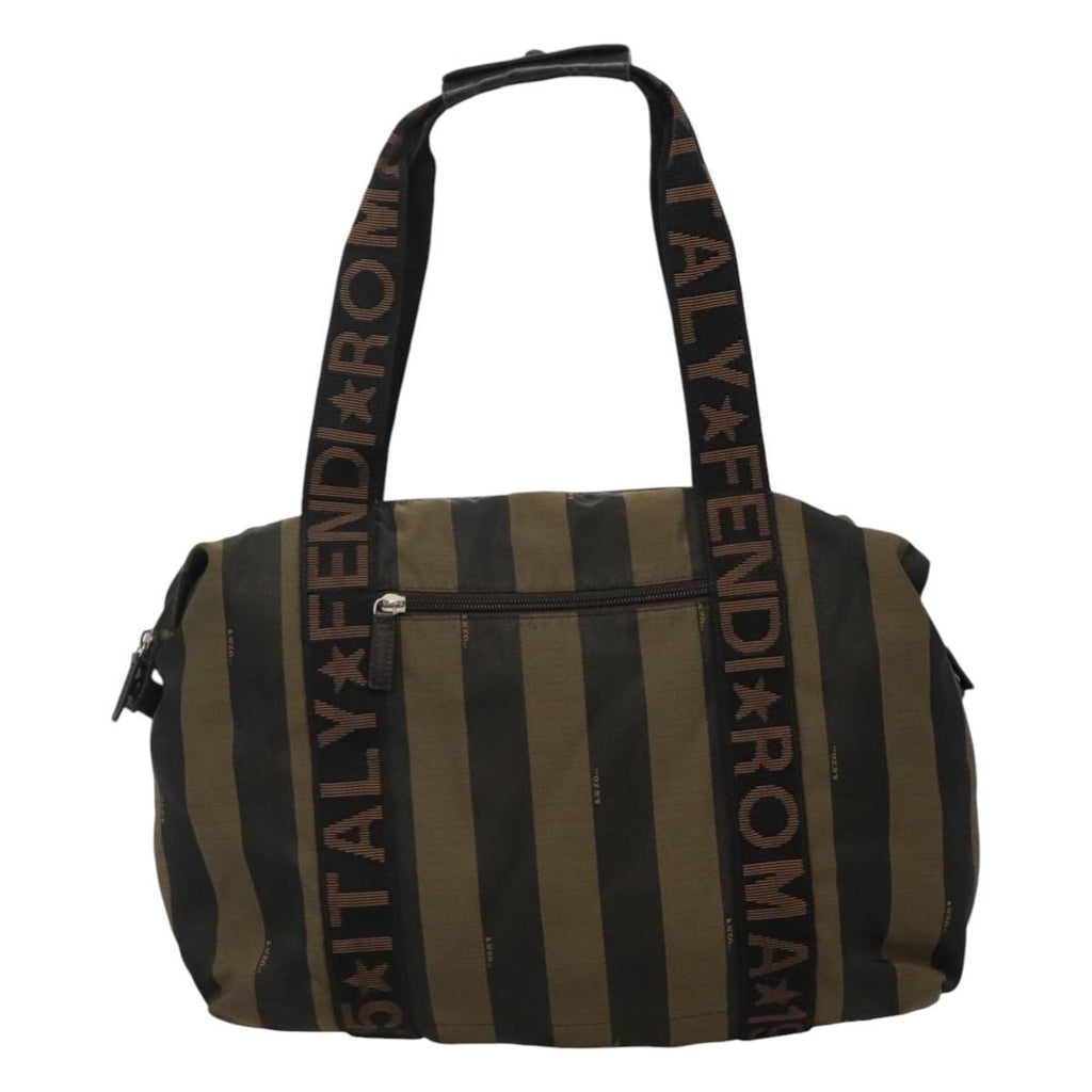 FENDI Pecan Canvas Tote Bag Brown Black gold bs21954