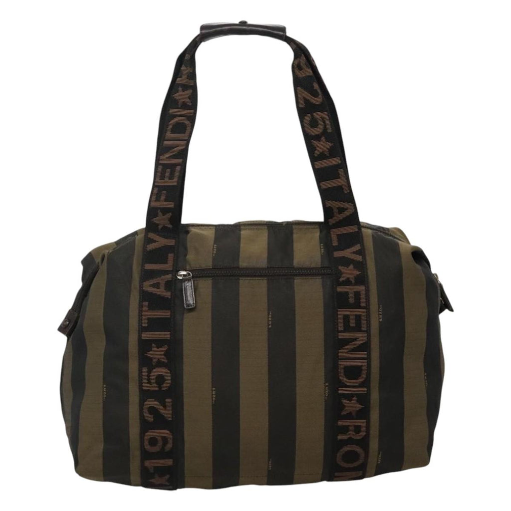 FENDI Pecan Canvas Tote Bag Brown Black gold bs21954