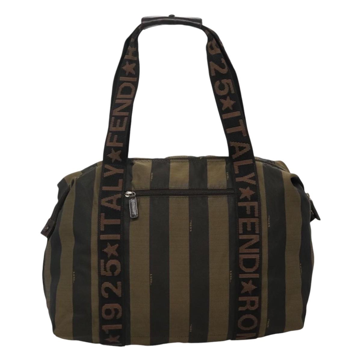FENDI Pecan Canvas Tote Bag Brown Black gold bs21954