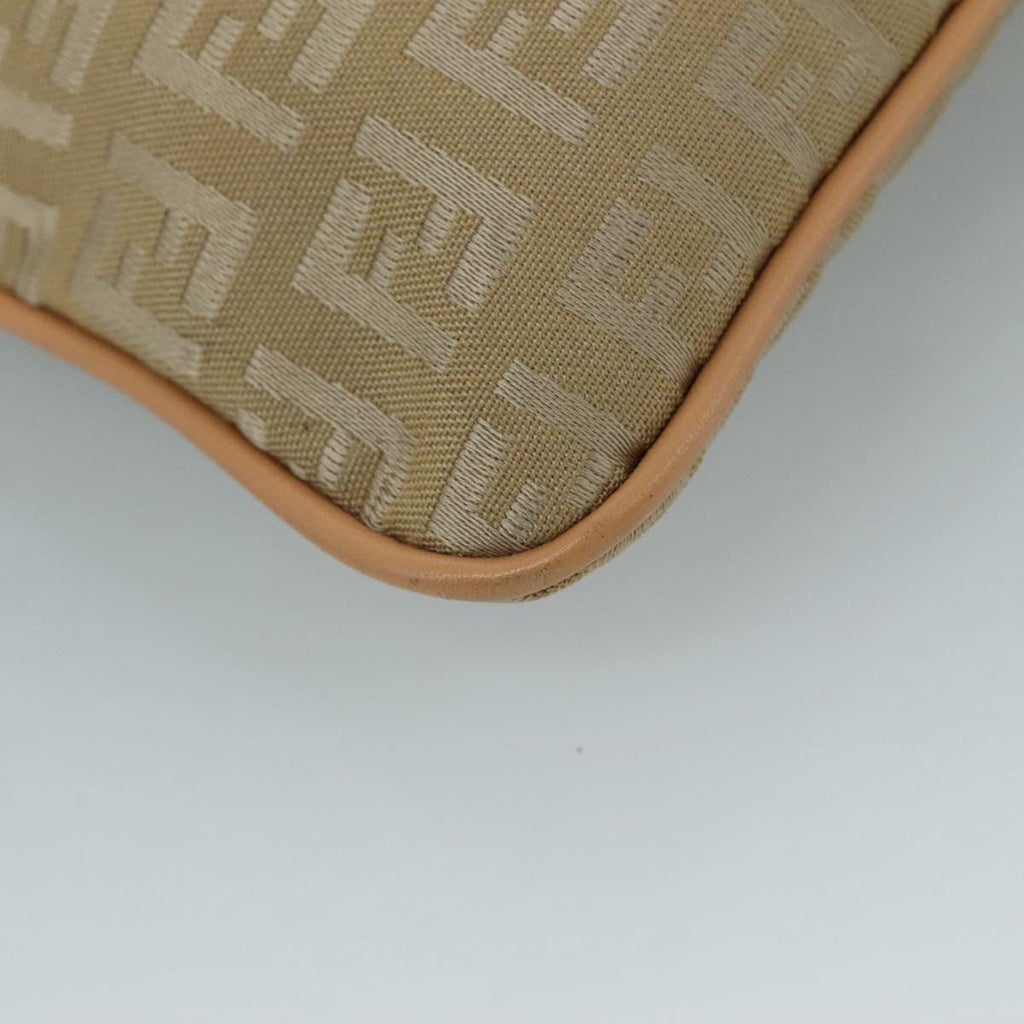 FENDI Zucchino Canvas Shoulder Bag Beige Gold bs21960