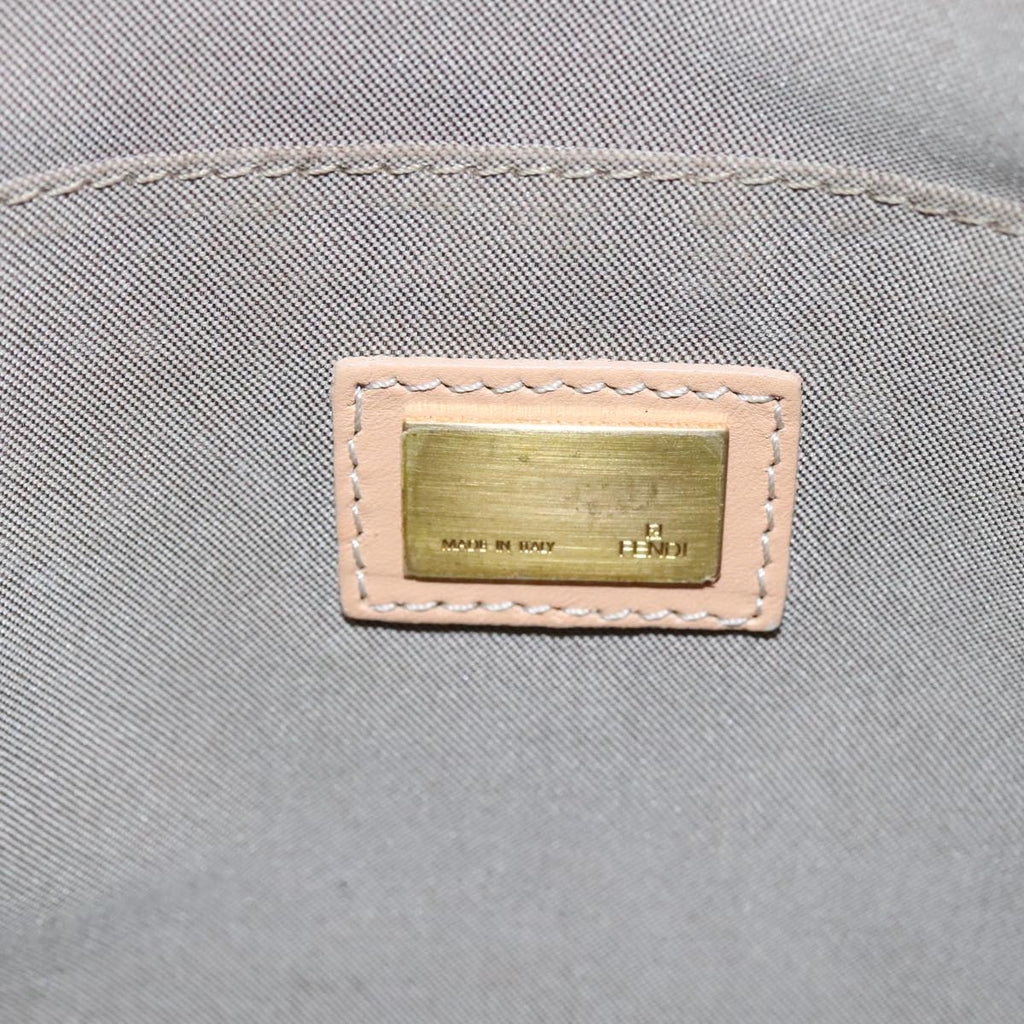 FENDI Zucchino Canvas Shoulder Bag Beige Gold bs21960