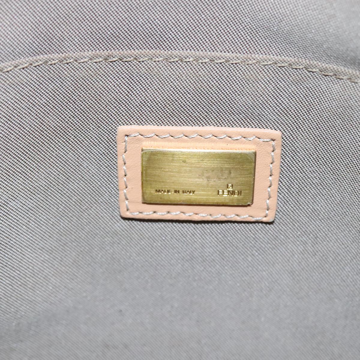 FENDI Zucchino Canvas Shoulder Bag Beige Gold bs21960