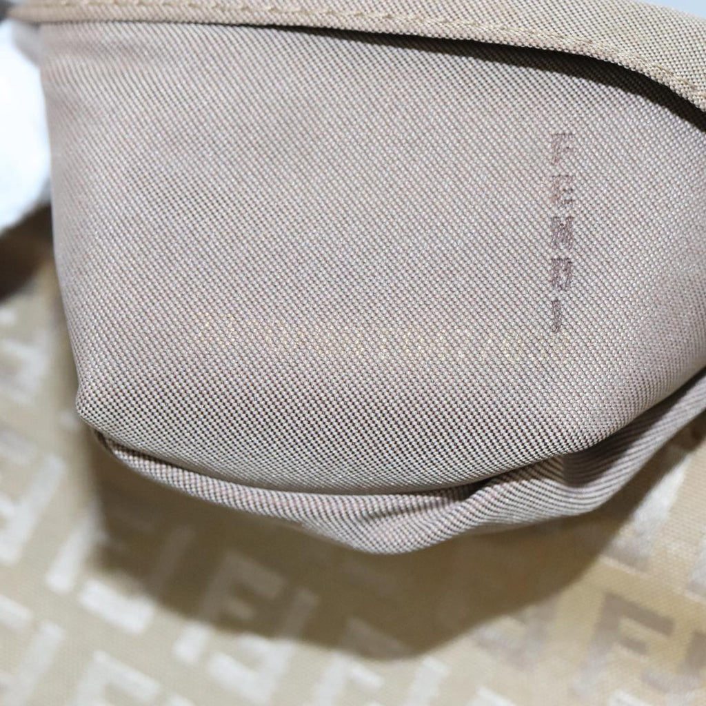 FENDI Zucchino Canvas Shoulder Bag Beige Gold bs21960