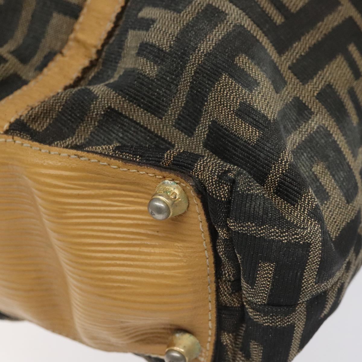 FENDI Zucca Canvas Tote Bag Brown Black gold bs22159