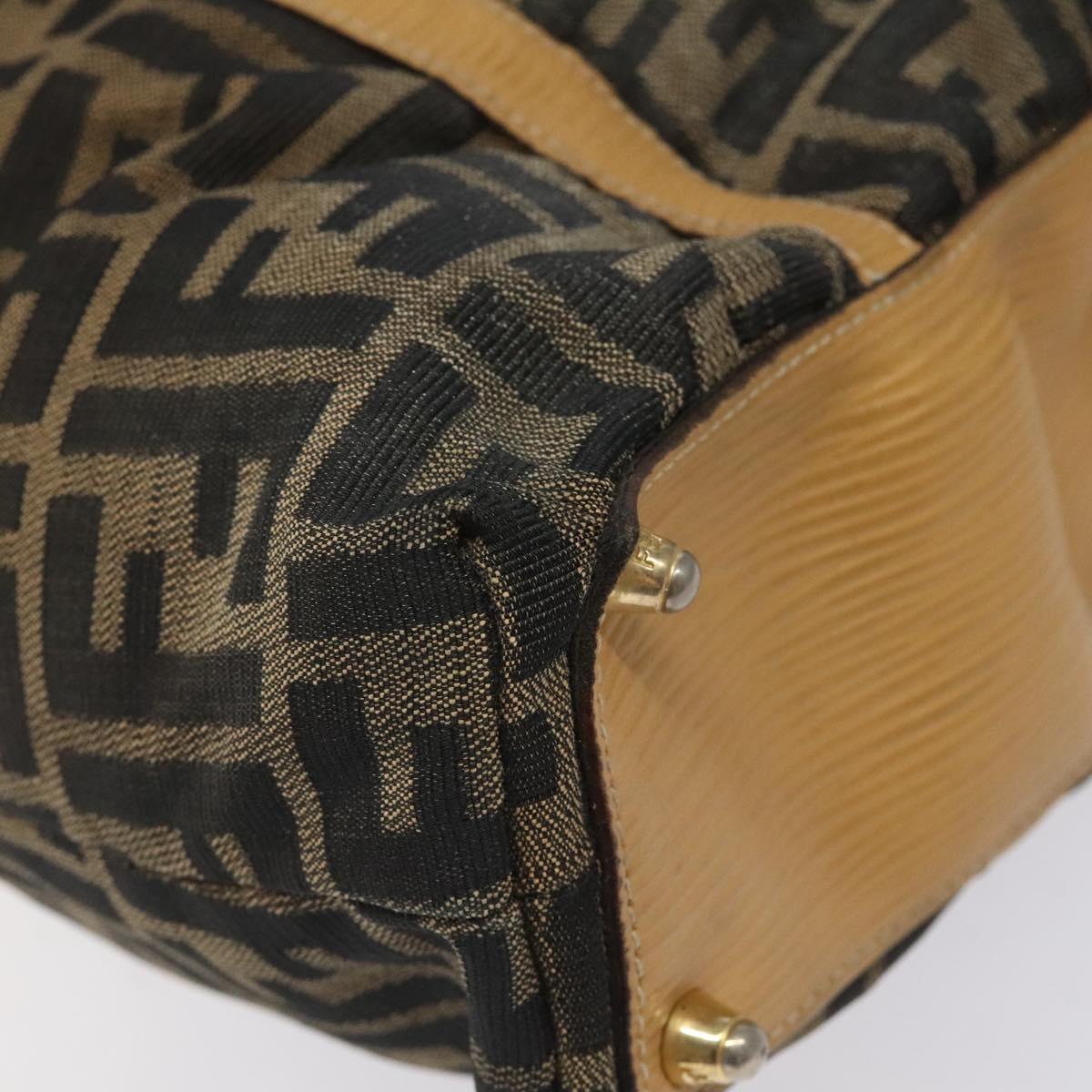 FENDI Zucca Canvas Tote Bag Brown Black gold bs22159