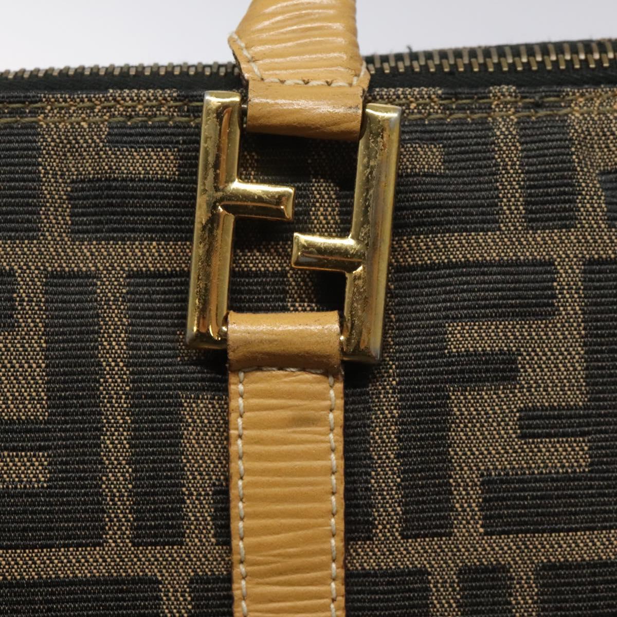 FENDI Zucca Canvas Tote Bag Brown Black gold bs22159