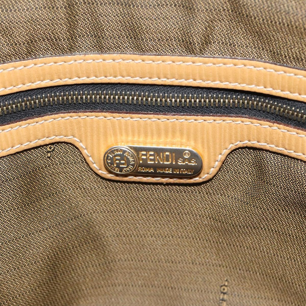 FENDI Zucca Canvas Tote Bag Brown Black gold bs22159