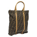 FENDI Zucca Canvas Tote Bag Brown Black gold bs22159