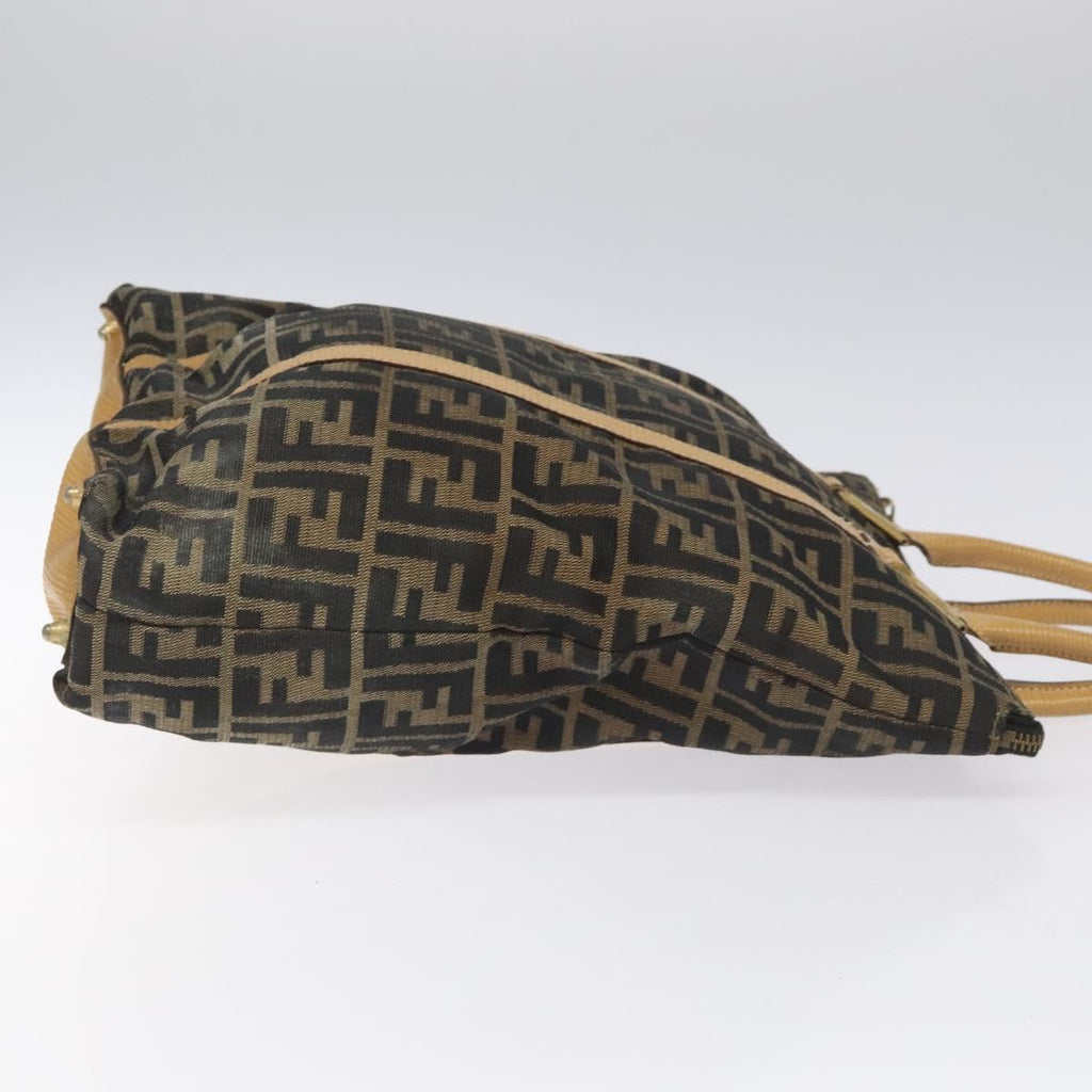 FENDI Zucca Canvas Tote Bag Brown Black gold bs22159