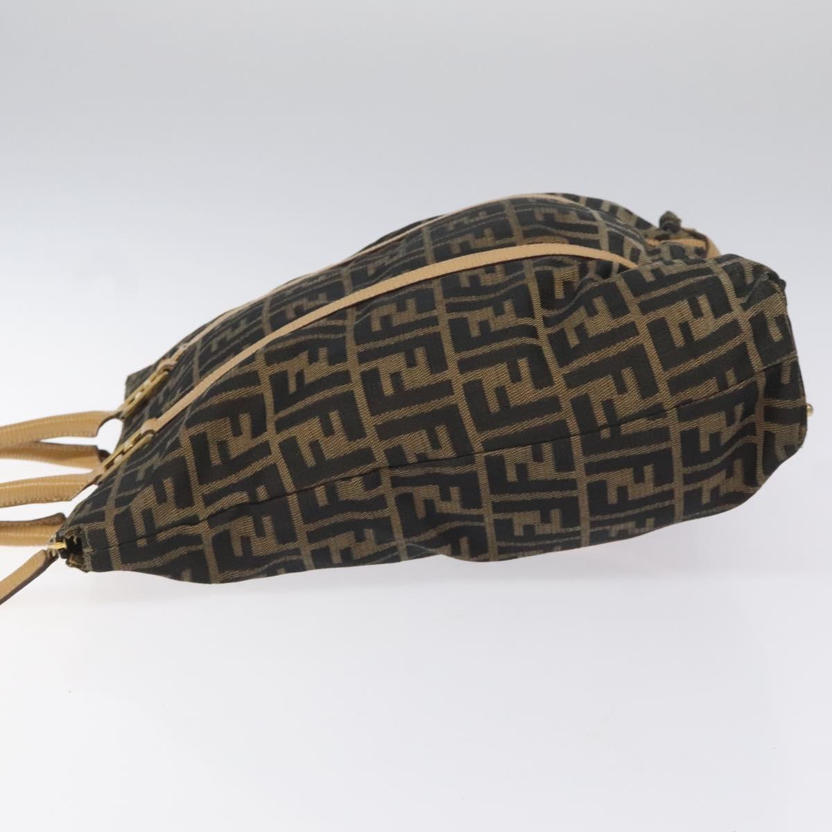 FENDI Zucca Canvas Tote Bag Brown Black gold bs22159