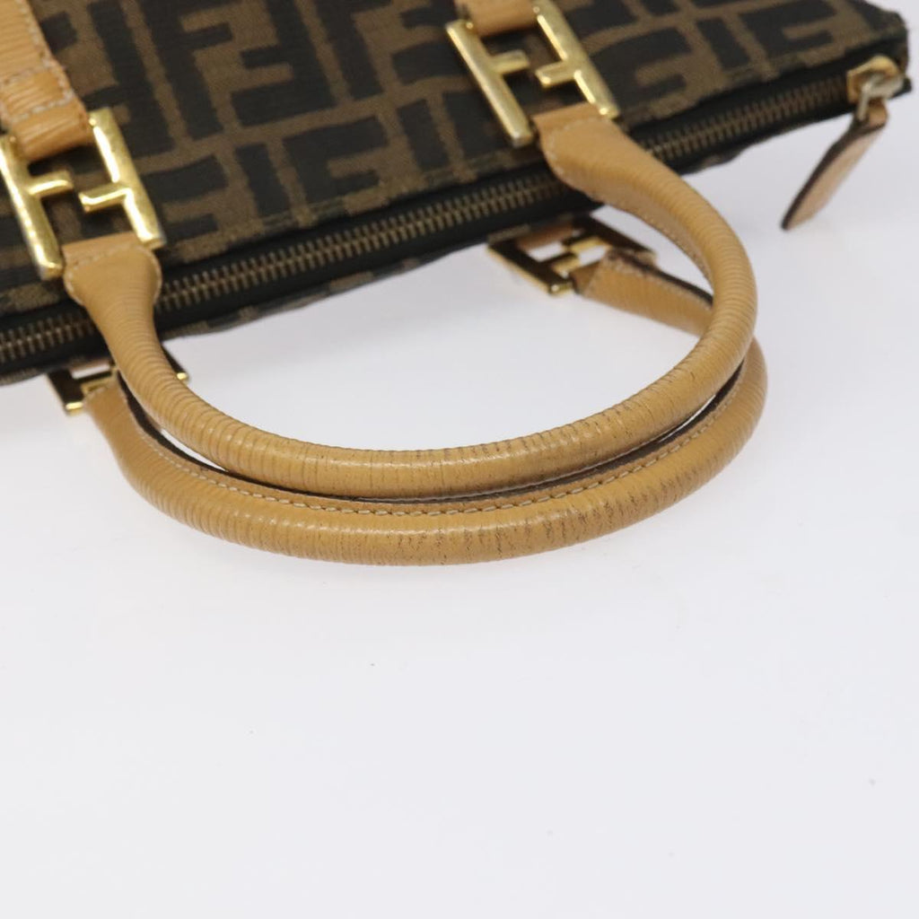 FENDI Zucca Canvas Tote Bag Brown Black gold bs22159