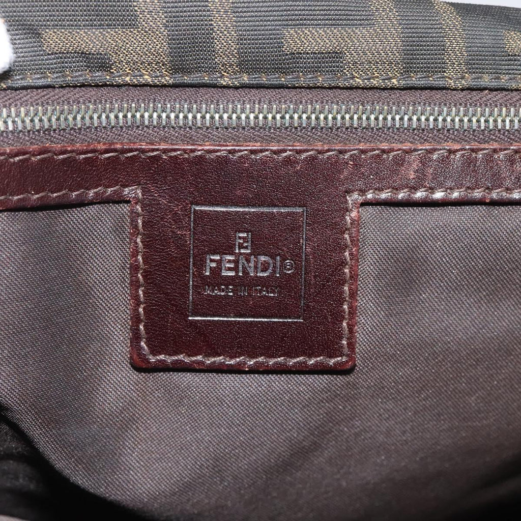 FENDI Zucca Canvas Shoulder Bag Brown Black Silver bs22190