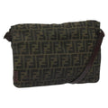 FENDI Zucca Canvas Shoulder Bag Brown Black Silver bs22190
