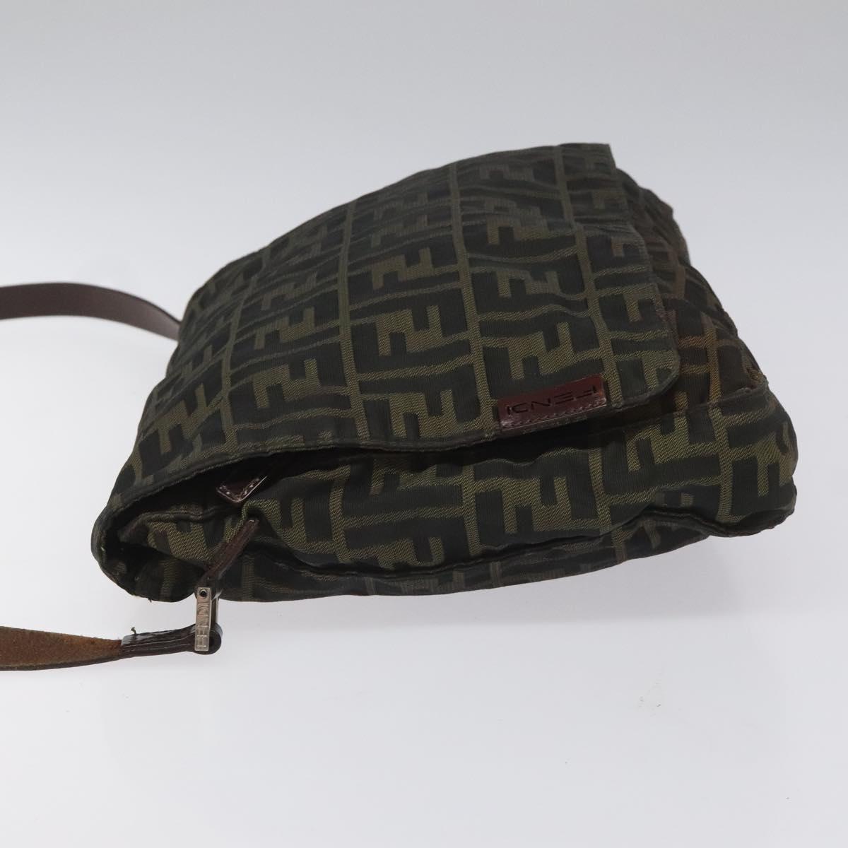 FENDI Zucca Canvas Shoulder Bag Brown Black Silver bs22190