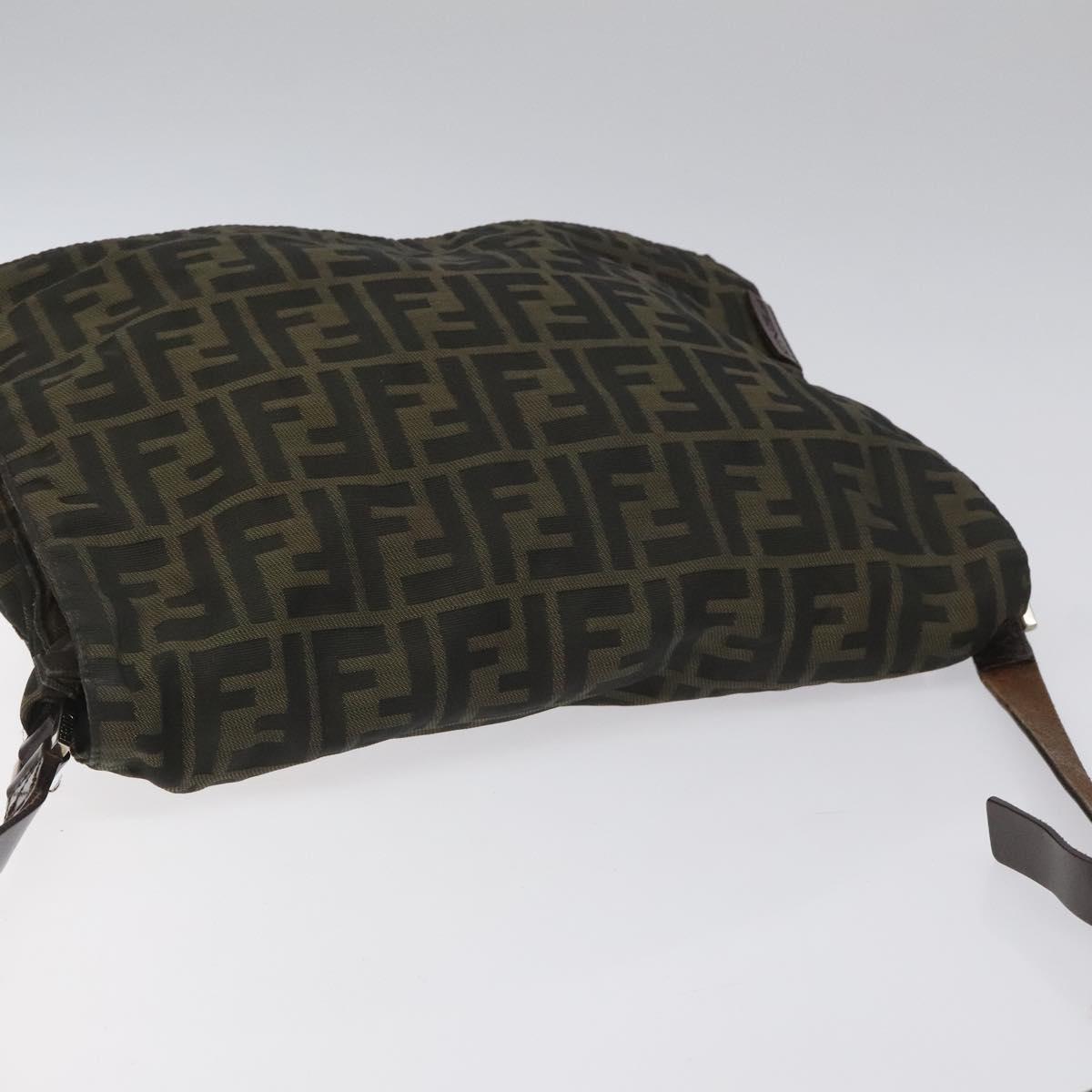 FENDI Zucca Canvas Shoulder Bag Brown Black Silver bs22190