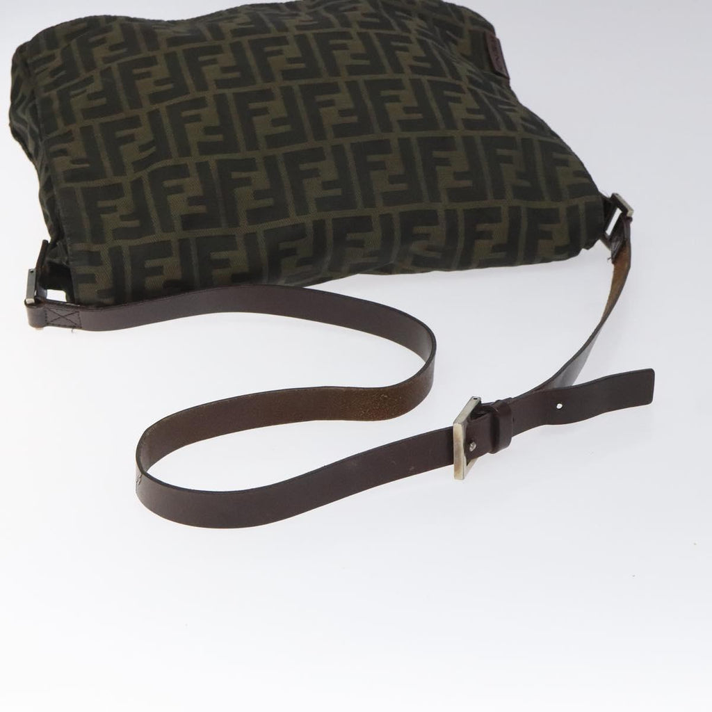 FENDI Zucca Canvas Shoulder Bag Brown Black Silver bs22190