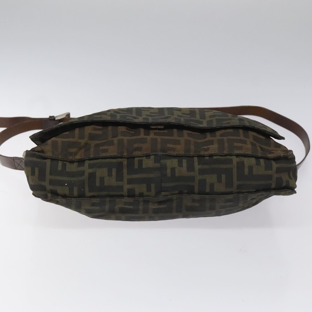 FENDI Zucca Canvas Shoulder Bag Brown Black Silver bs22190