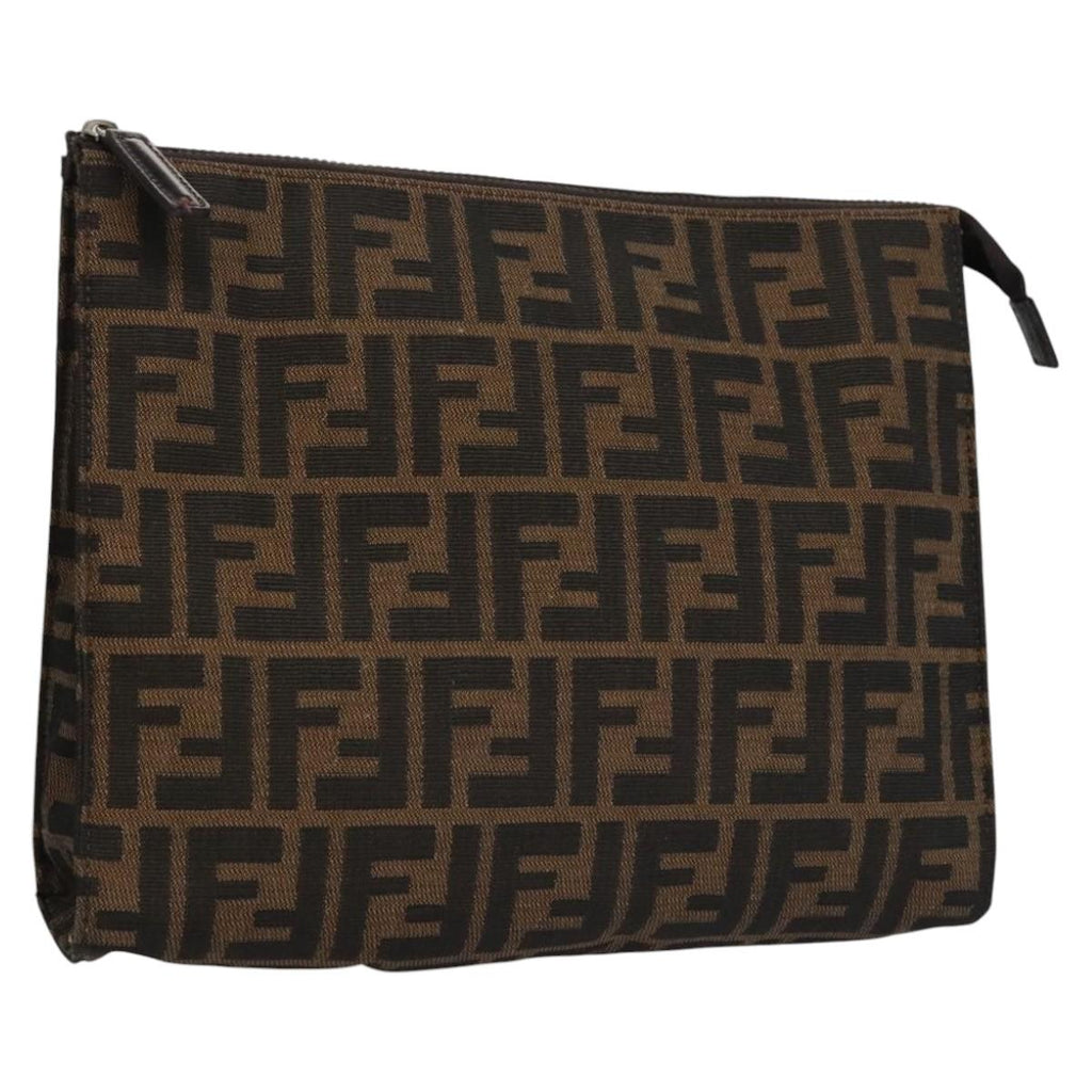 FENDI Zucca Canvas Clutch Bag Brown bs22209