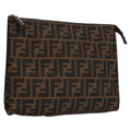 FENDI Zucca Canvas Clutch Bag Brown bs22209