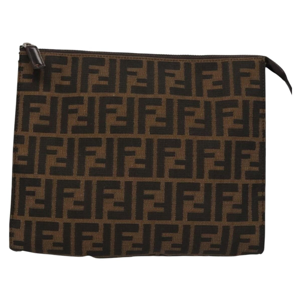 FENDI Zucca Canvas Clutch Bag Brown bs22209