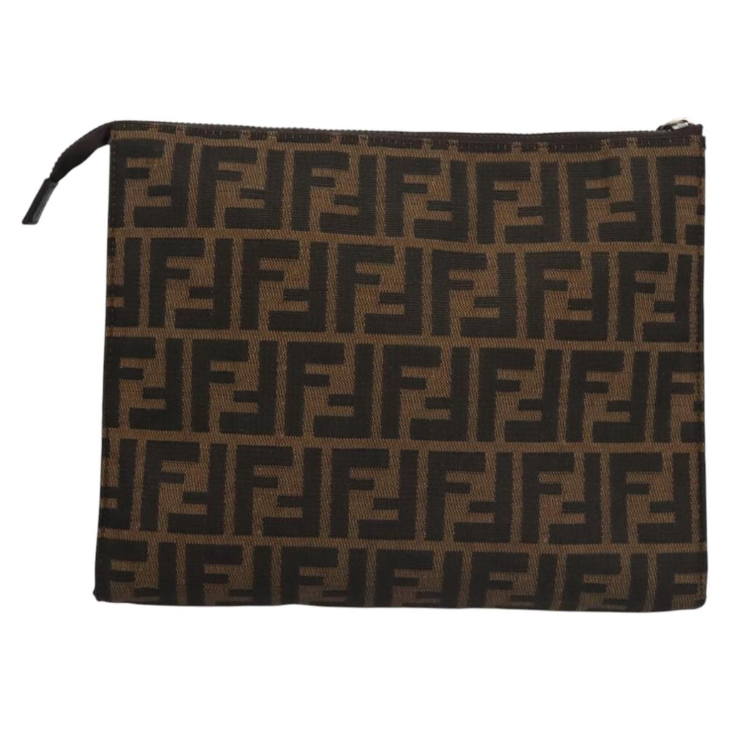 FENDI Zucca Canvas Clutch Bag Brown bs22209