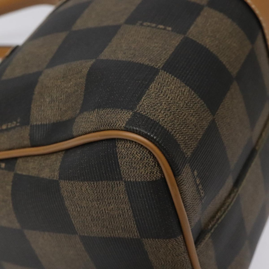 FENDI Pecan Canvas Hand Bag Brown Black bs22633