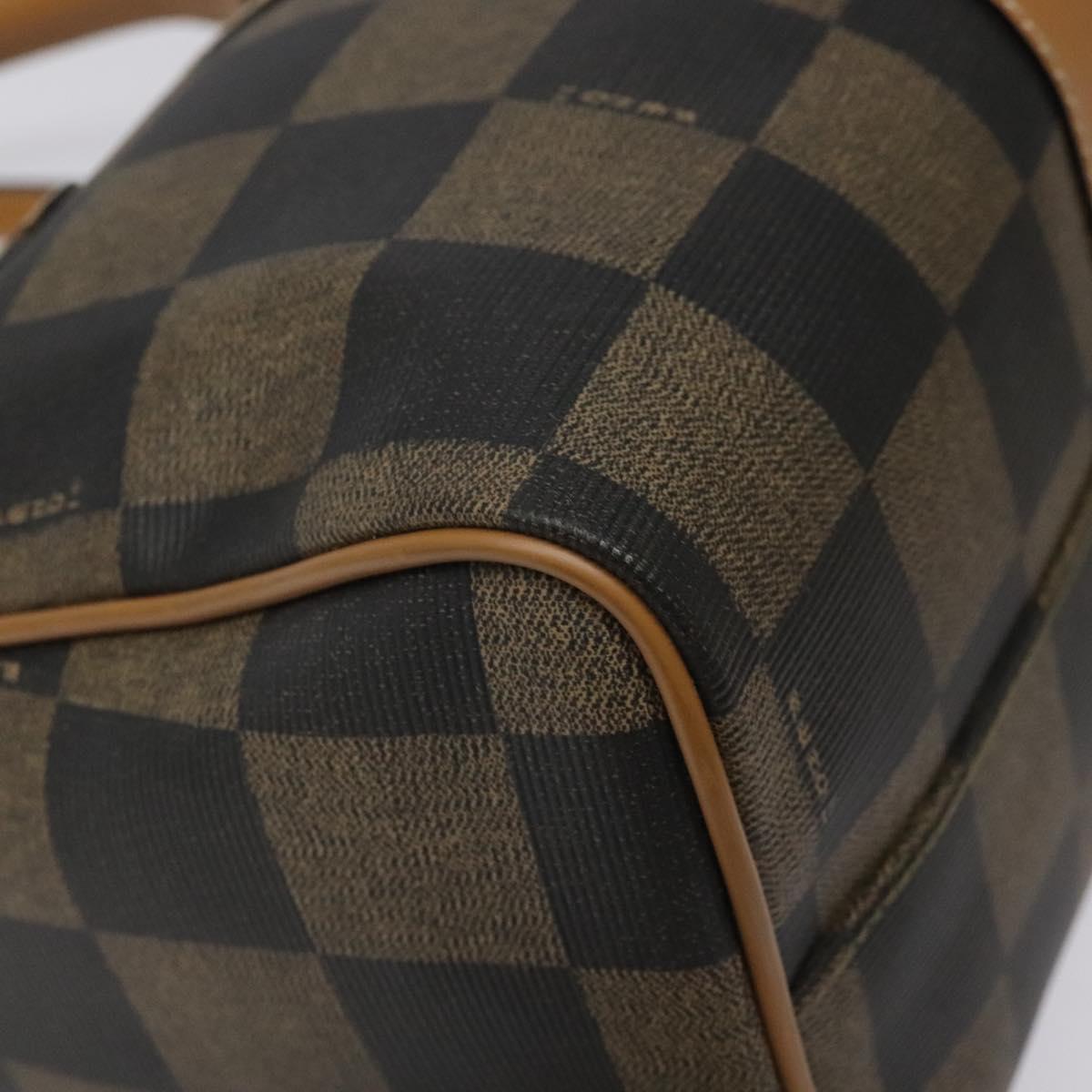 FENDI Pecan Canvas Hand Bag Brown Black bs22633