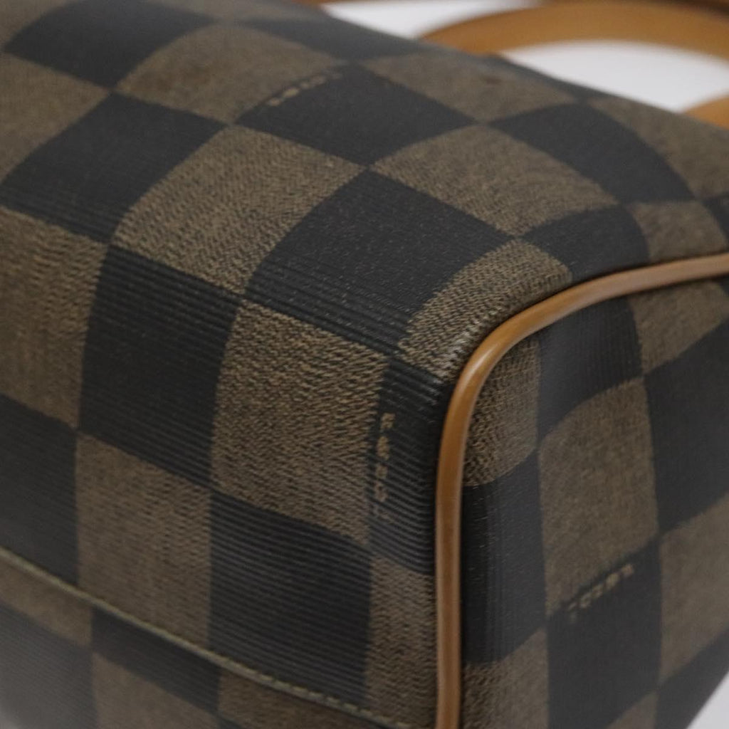 FENDI Pecan Canvas Hand Bag Brown Black bs22633