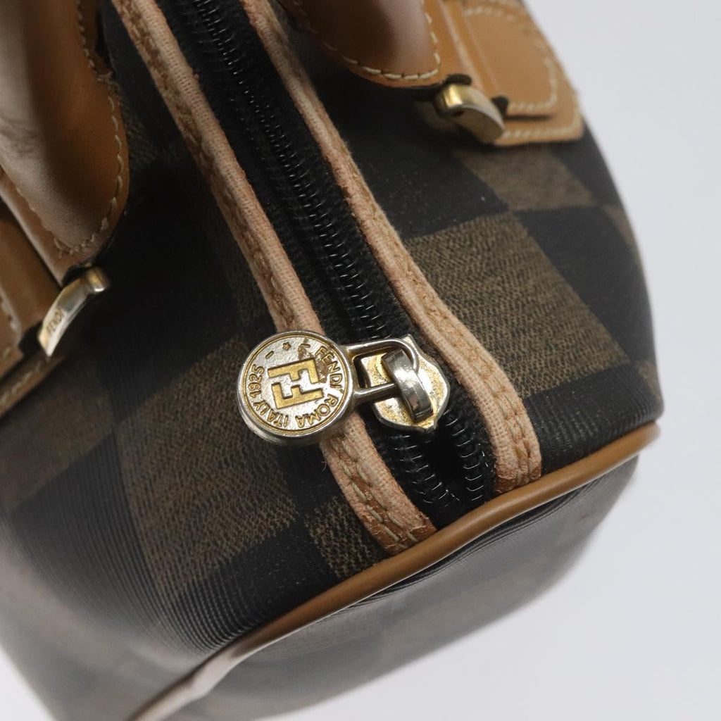 FENDI Pecan Canvas Hand Bag Brown Black bs22633