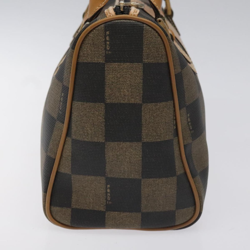 FENDI Pecan Canvas Hand Bag Brown Black bs22633