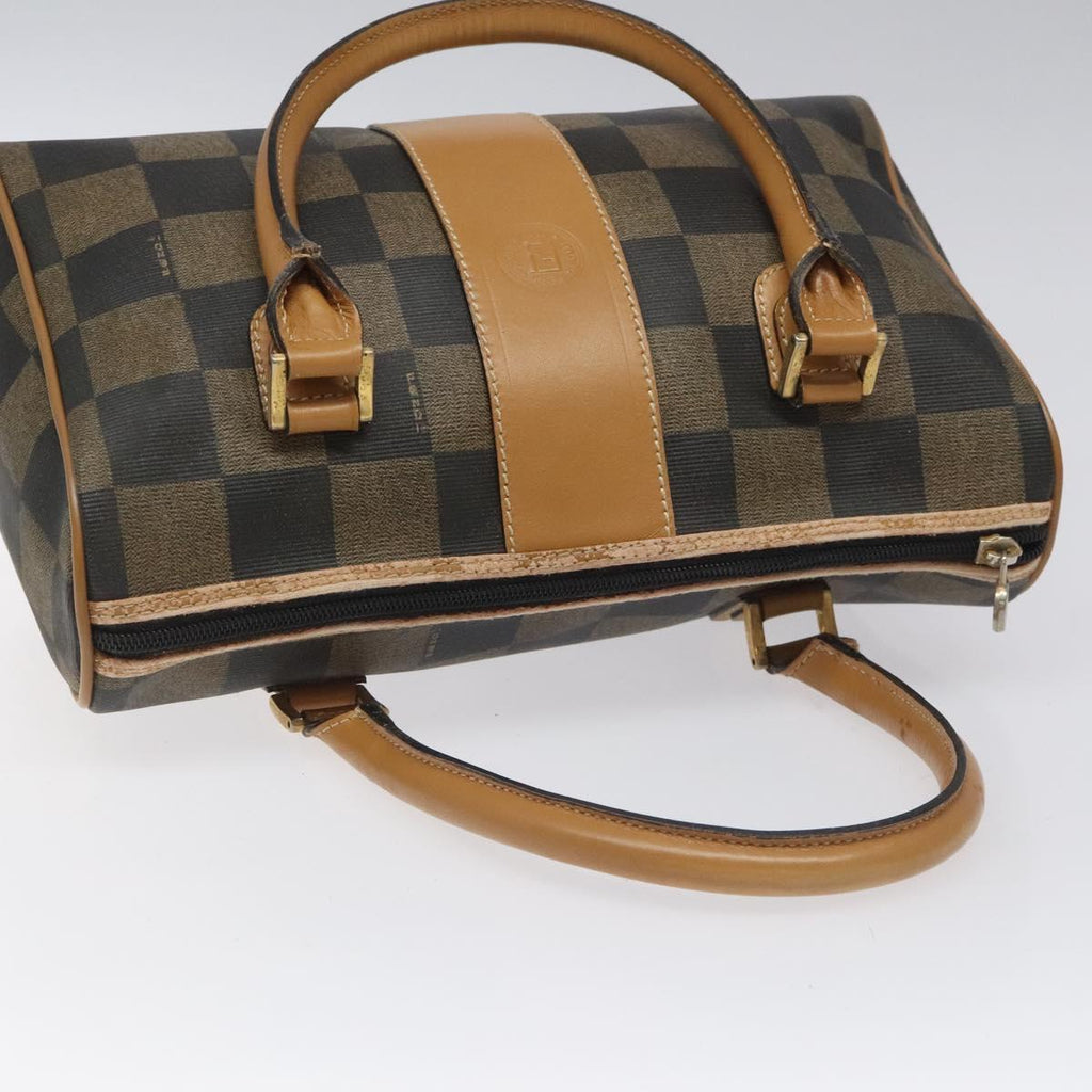 FENDI Pecan Canvas Hand Bag Brown Black bs22633