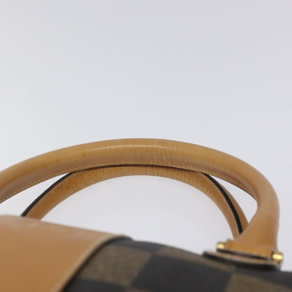 FENDI Pecan Canvas Hand Bag Brown Black bs22633
