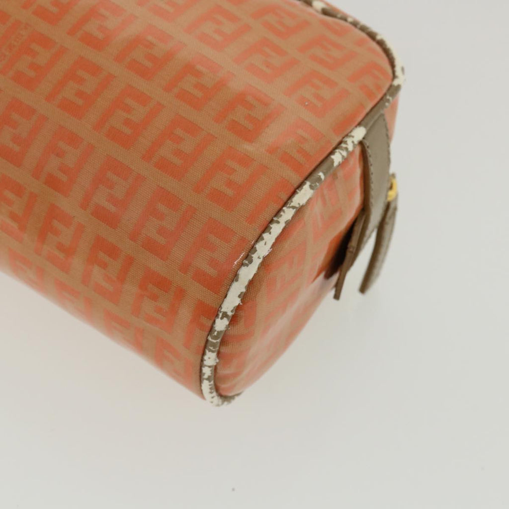 FENDI Zucchino Canvas Hand Bag Enamel Orange bs2431