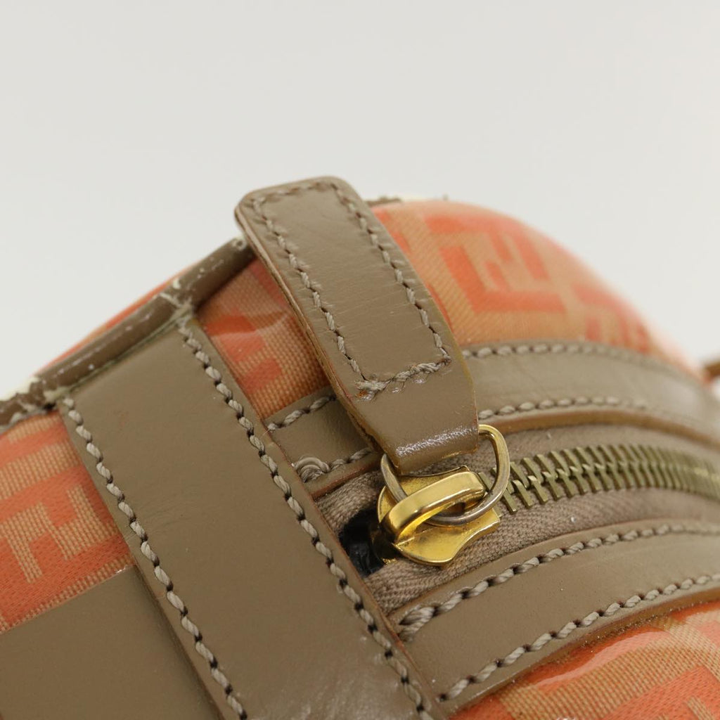 FENDI Zucchino Canvas Hand Bag Enamel Orange bs2431