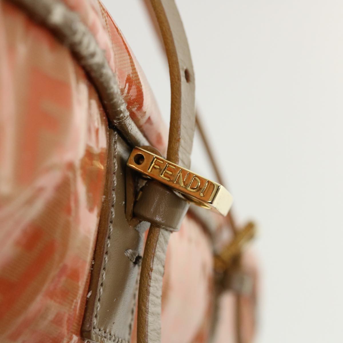 FENDI Zucchino Canvas Hand Bag Enamel Orange bs2431