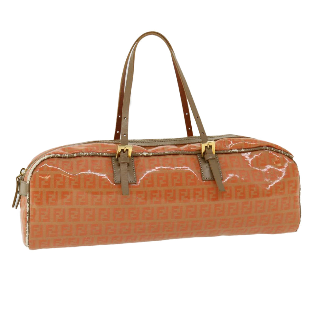 FENDI Zucchino Canvas Hand Bag Enamel Orange bs2431