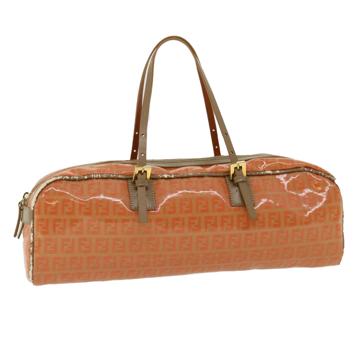 FENDI Zucchino Canvas Hand Bag Enamel Orange bs2431