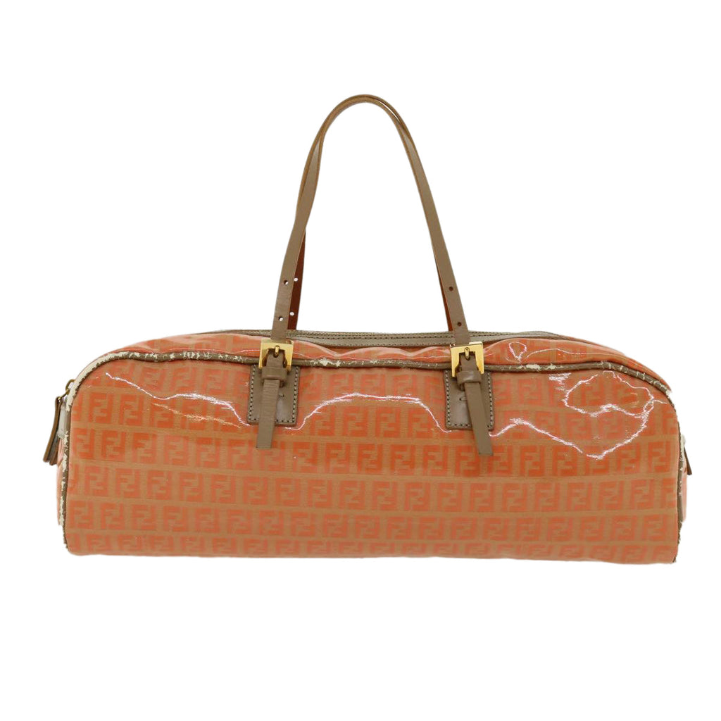 FENDI Zucchino Canvas Hand Bag Enamel Orange bs2431