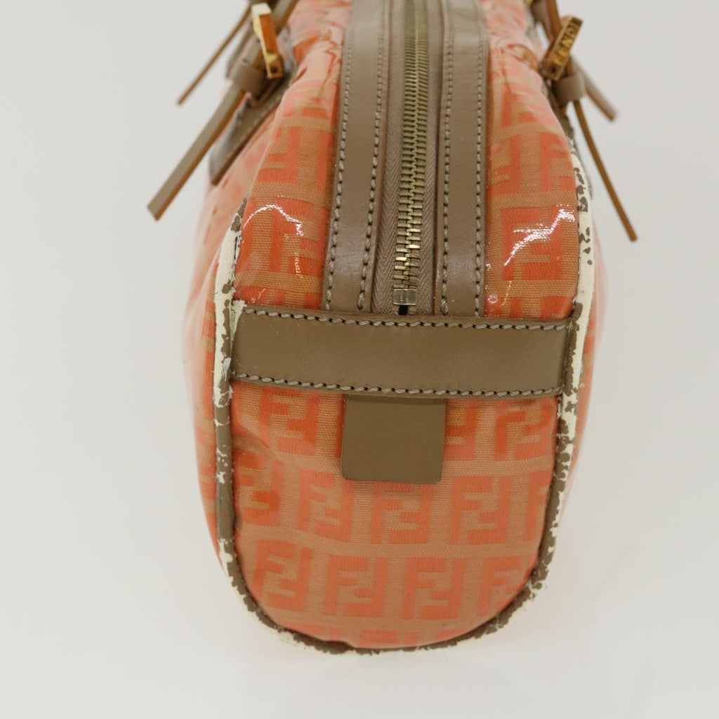 FENDI Zucchino Canvas Hand Bag Enamel Orange bs2431