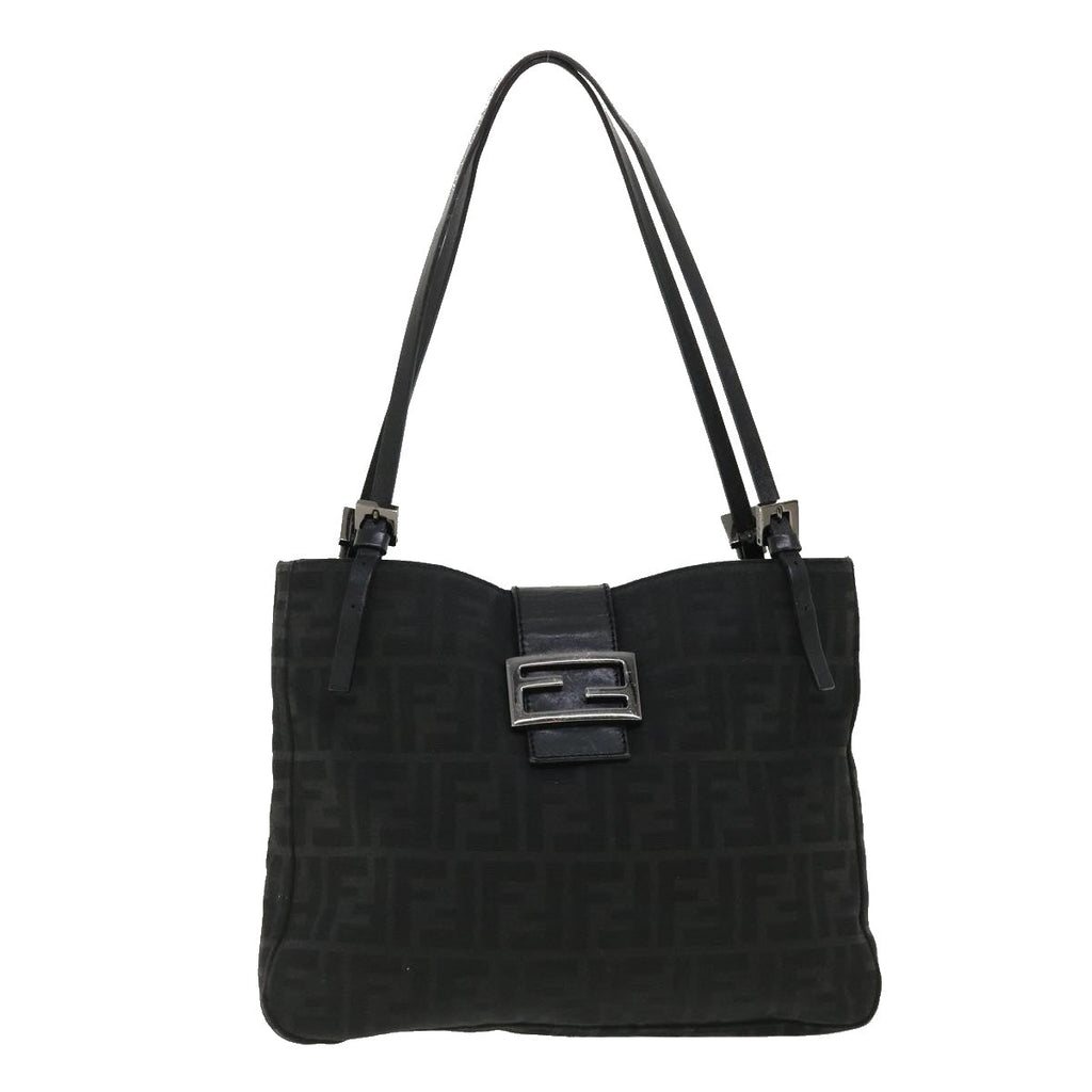 FENDI Zucca Canvas Mamma Baguette Shoulder Bag Black bs2667
