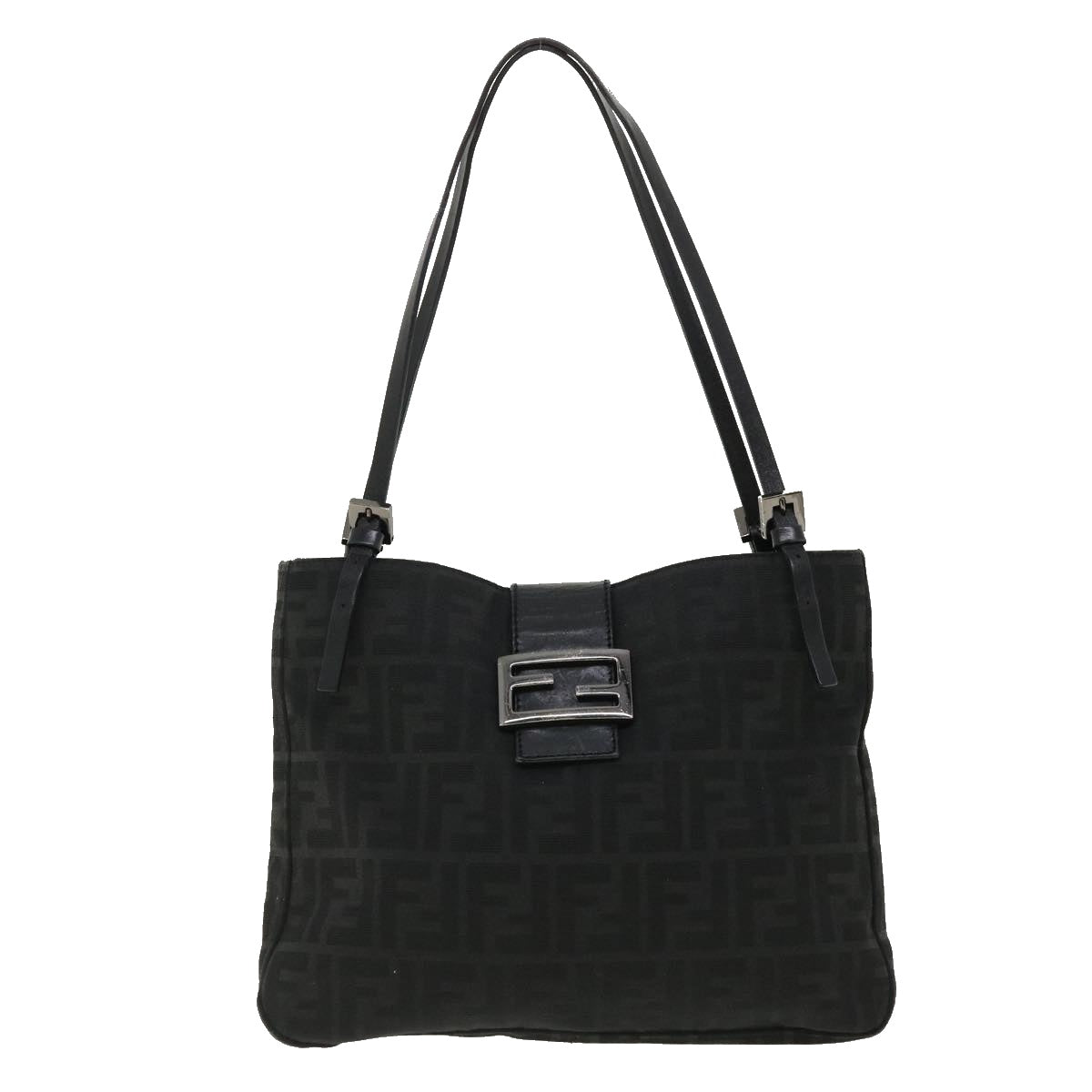 FENDI Zucca Canvas Mamma Baguette Shoulder Bag Black bs2667