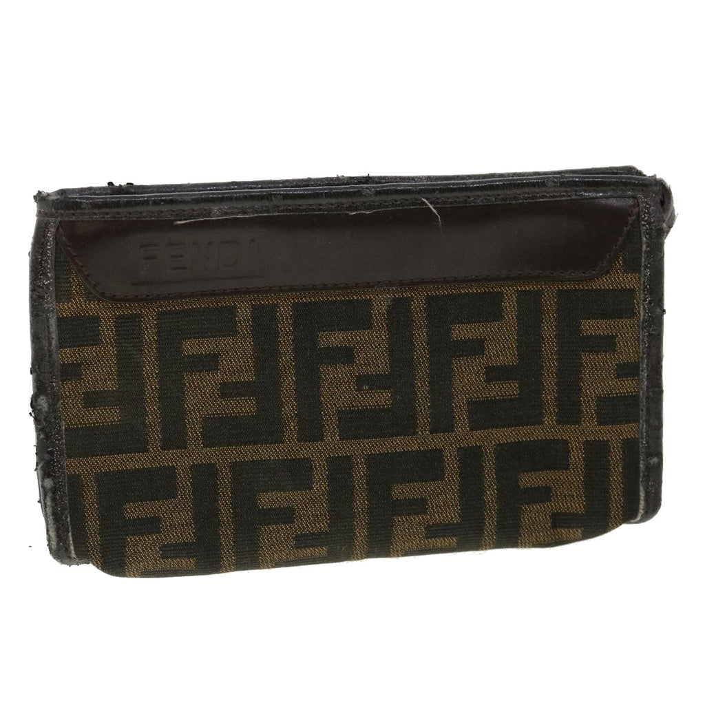 FENDI Zucca Canvas Pouch Brown Black bs2668