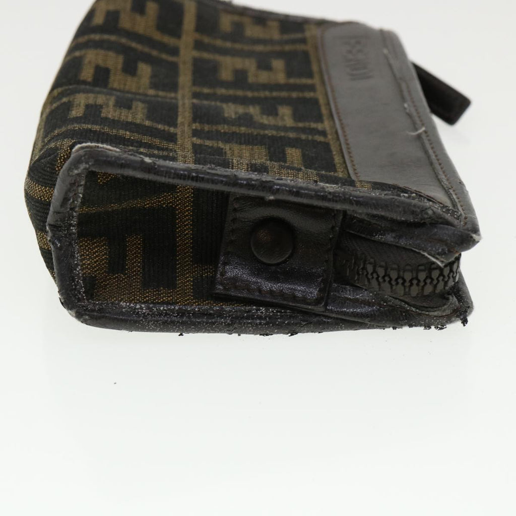 FENDI Zucca Canvas Pouch Brown Black bs2668