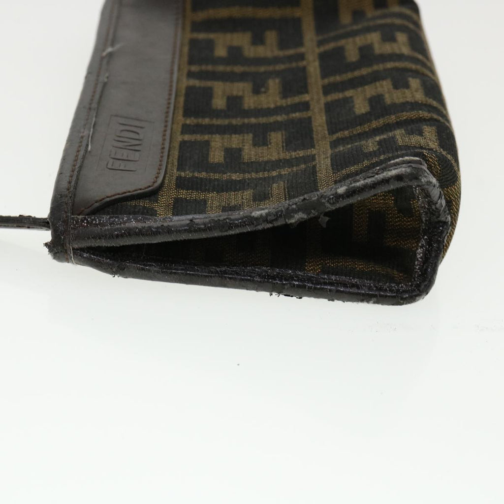 FENDI Zucca Canvas Pouch Brown Black bs2668